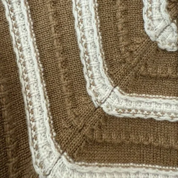 Chanel cashmere tan white striped dress size 38
